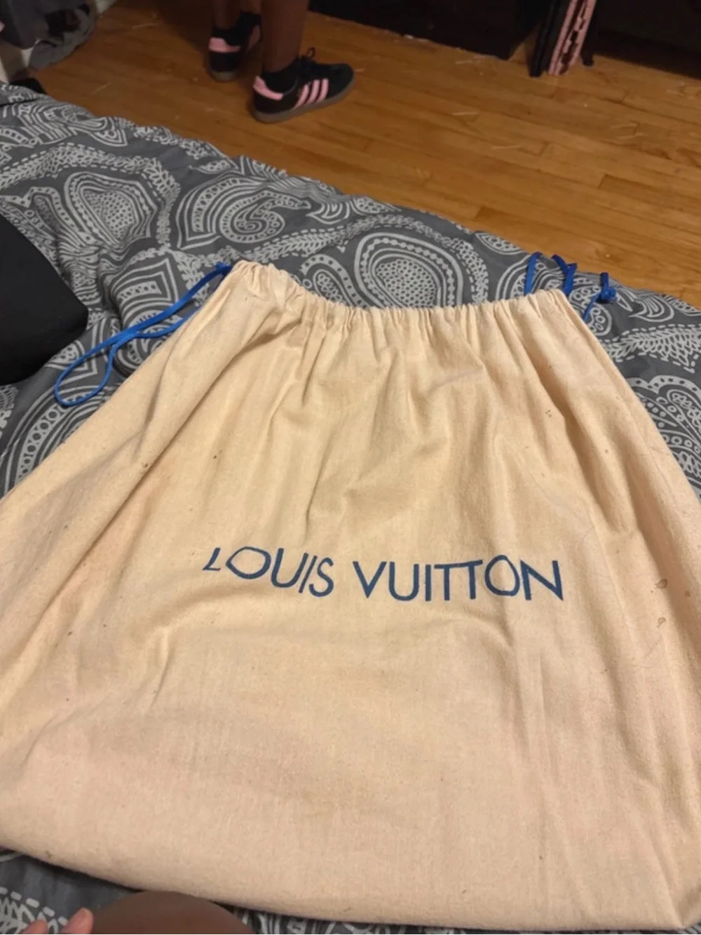 Louis Vuitton Taupe and Cream Embossed Leather Satchel